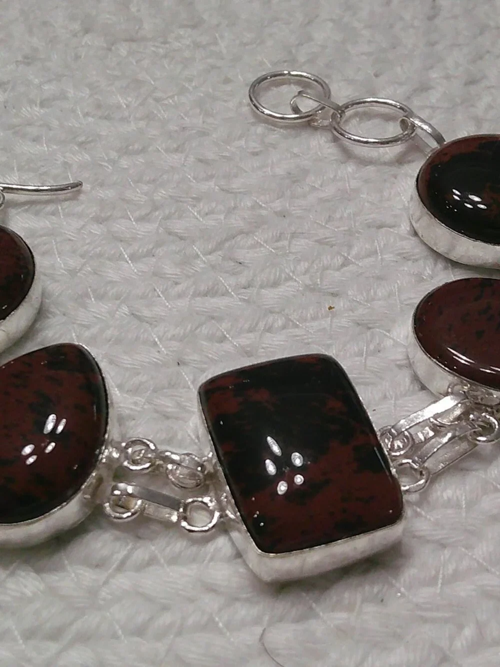 Deep MAHOGANY OBSIDIAN Handmade Sterling 925 Bracelet #988E